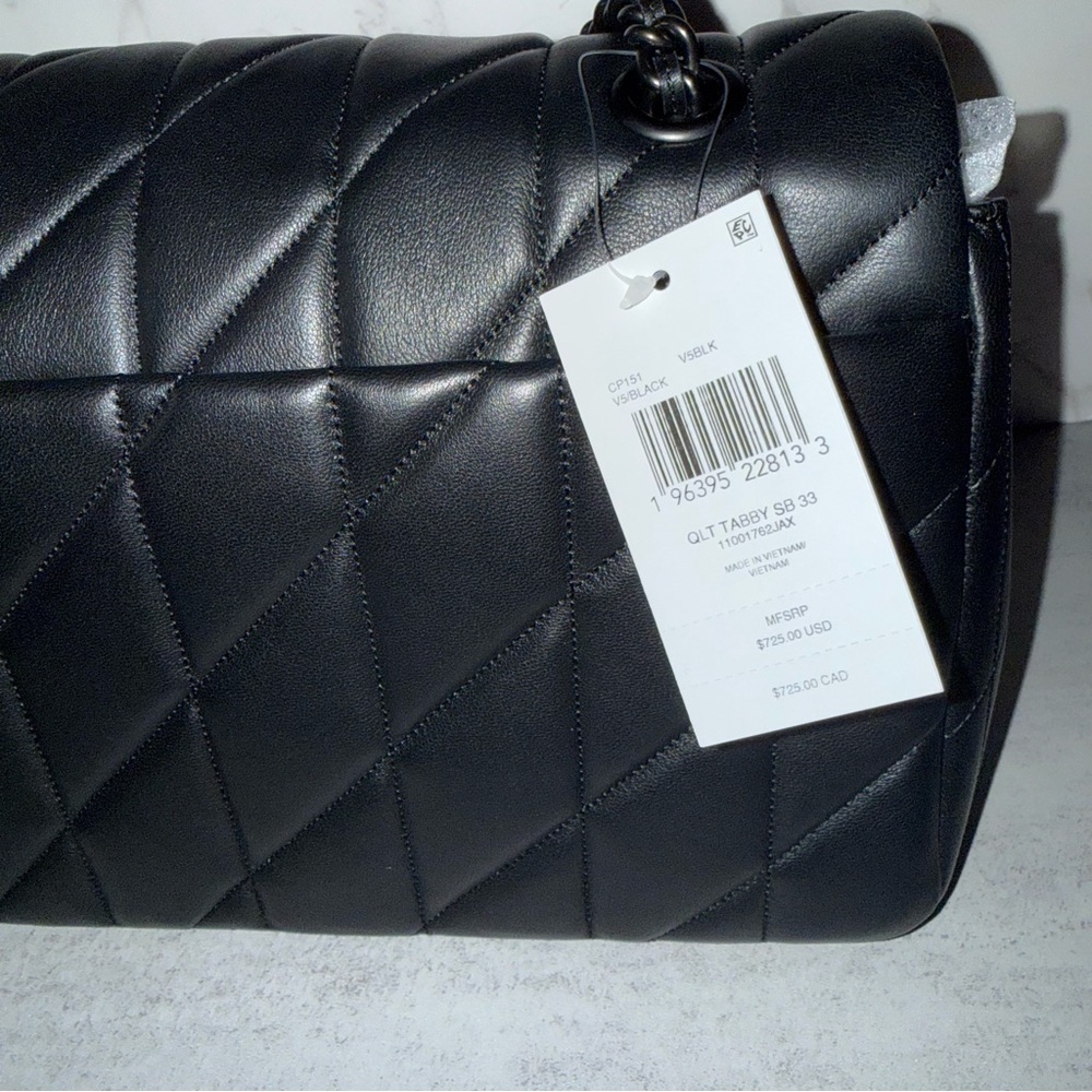 Coach Black Tabby 33 Quilted Nappa Leather Shoulder Bag CP151 - Picture 14 of 16